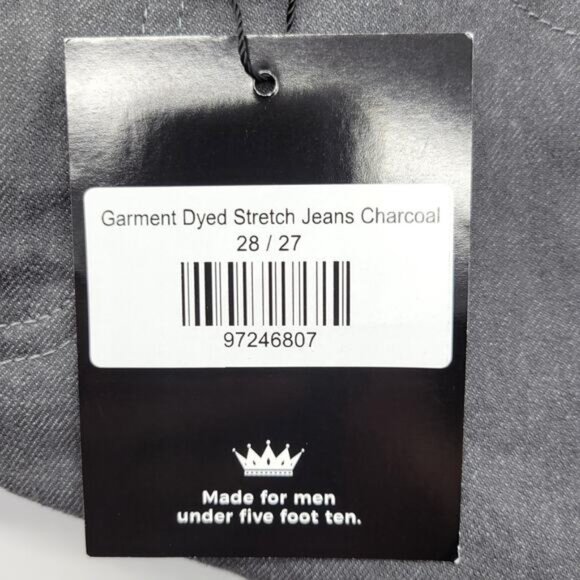 Under 5'10 Jeans NEW Men's 28X27 Dyed Charcoal Stretch Denim Slim Leg Mid Rise - Picture 10 of 10